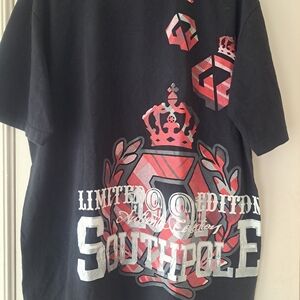 Vintage SouthPole Black and Red Mens T-Shirt Sz L